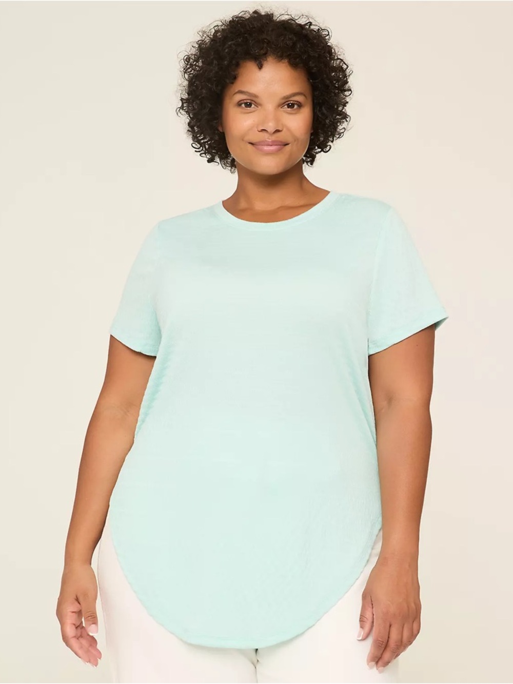 Lane Bryant Light Mint Crewneck Short Sleeve Tunic